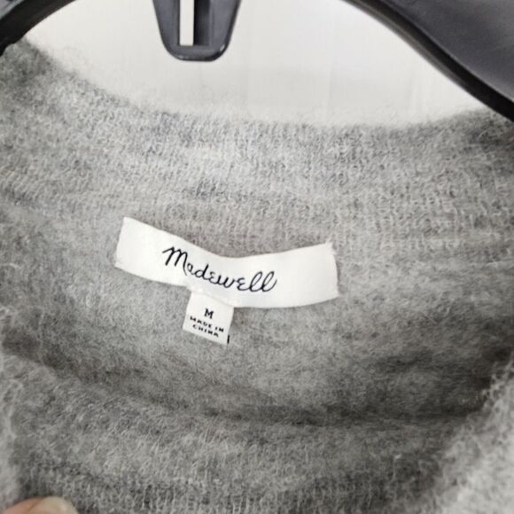 Madewell Cropped Gray Alpaca Sweater Fuzzy Women's Size Medium - Picture 4 of 5